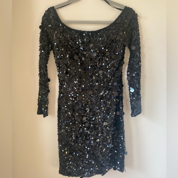 Black Sequin Mini Party Dress - Picture 14 of 15